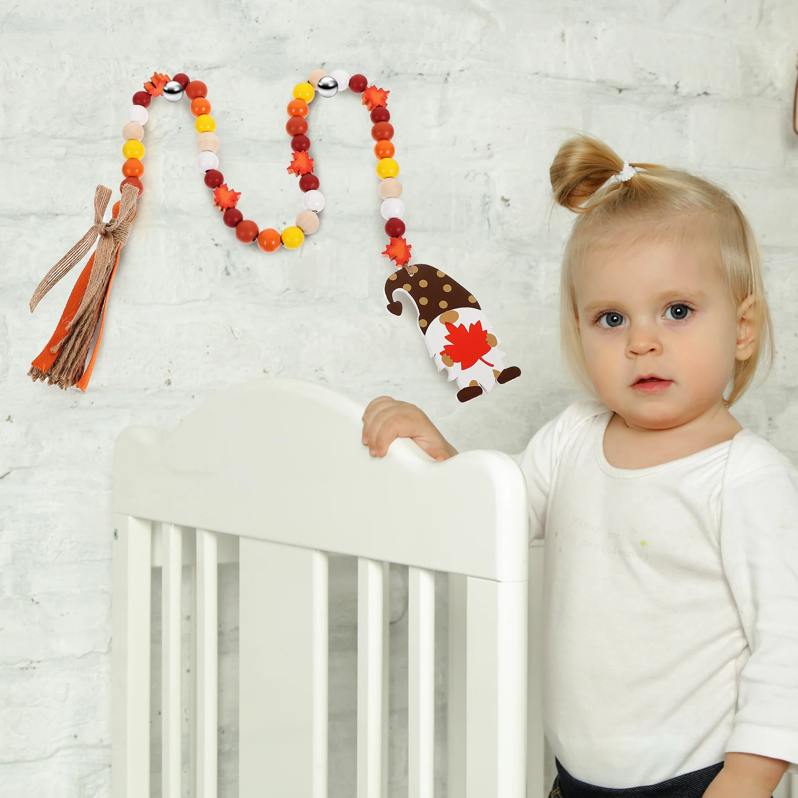 

Thanksgiving Wooden Bead Garland Fall Decor Tassel Pendant Wall Hanging Adornment Elegant Simple Beauty Home Office Living Room