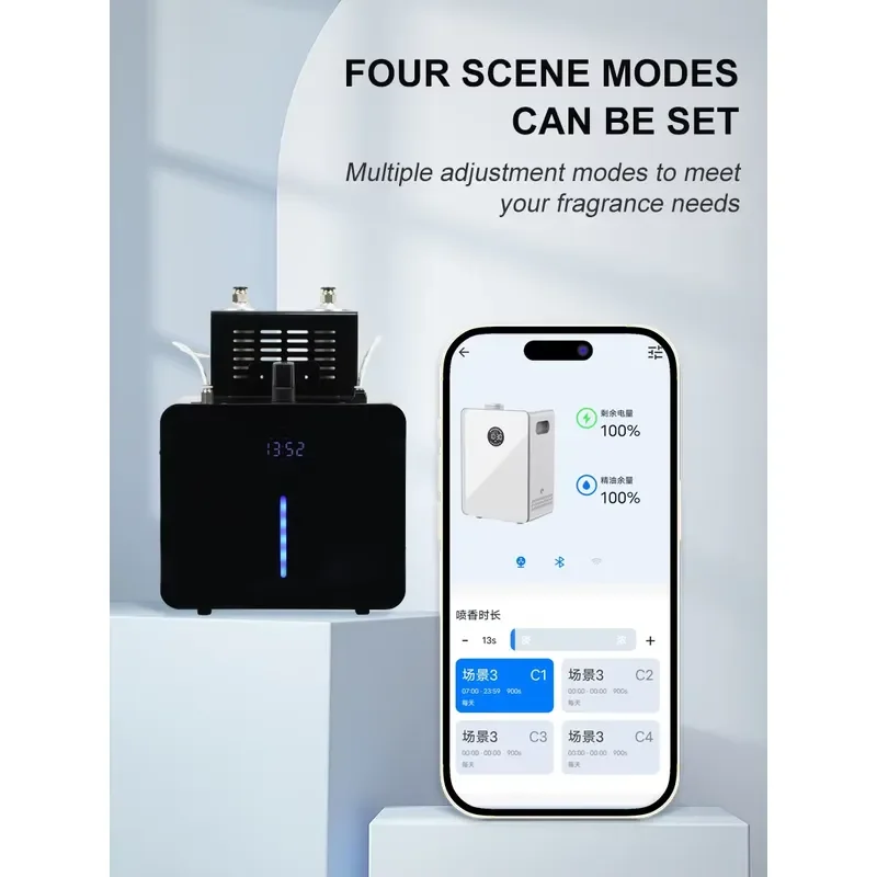 Factory Direct Sale Switchable Scent Waterless Aromatherapy Machine WIFI APP Diffuser Smart Adjustment Hotel Fragrance