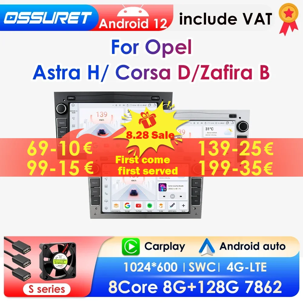 2 Din Android 12 autoradio Stereo lettore multimediale GPS Navi per Opel Corsa C Signum Vivaro Astra H Corsa D Zafira Tigra Twintop