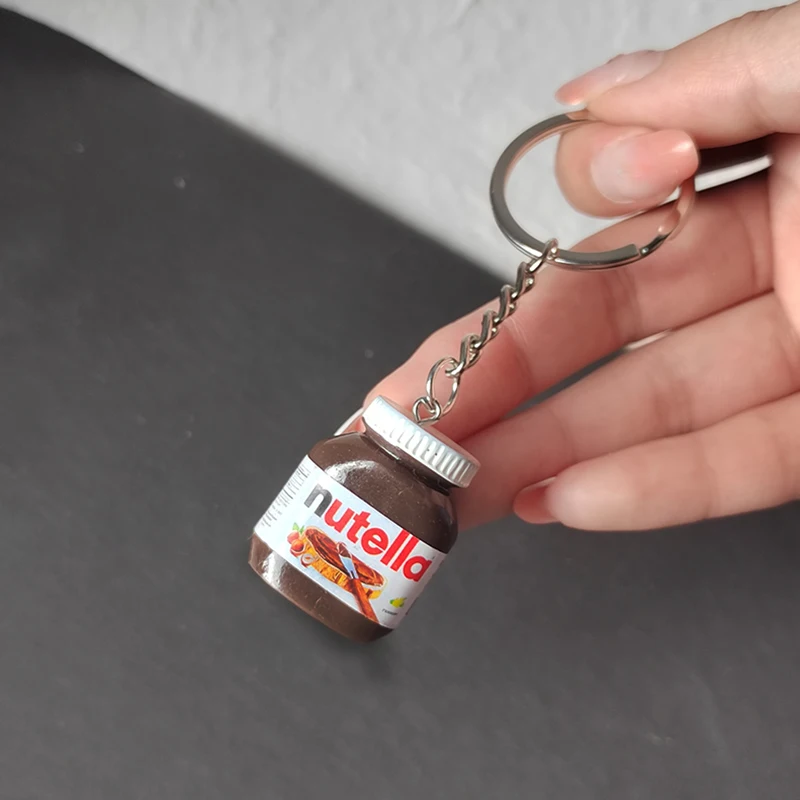 الراتنج محاكاة البندق المربى زجاجة سلاسل المفاتيح لصديق هدية الإبداعية ثلاثية الأبعاد الغذاء قلادة حقيبة حقيبة سماعة الاذن سيارة حلقة رئيسية الحلي