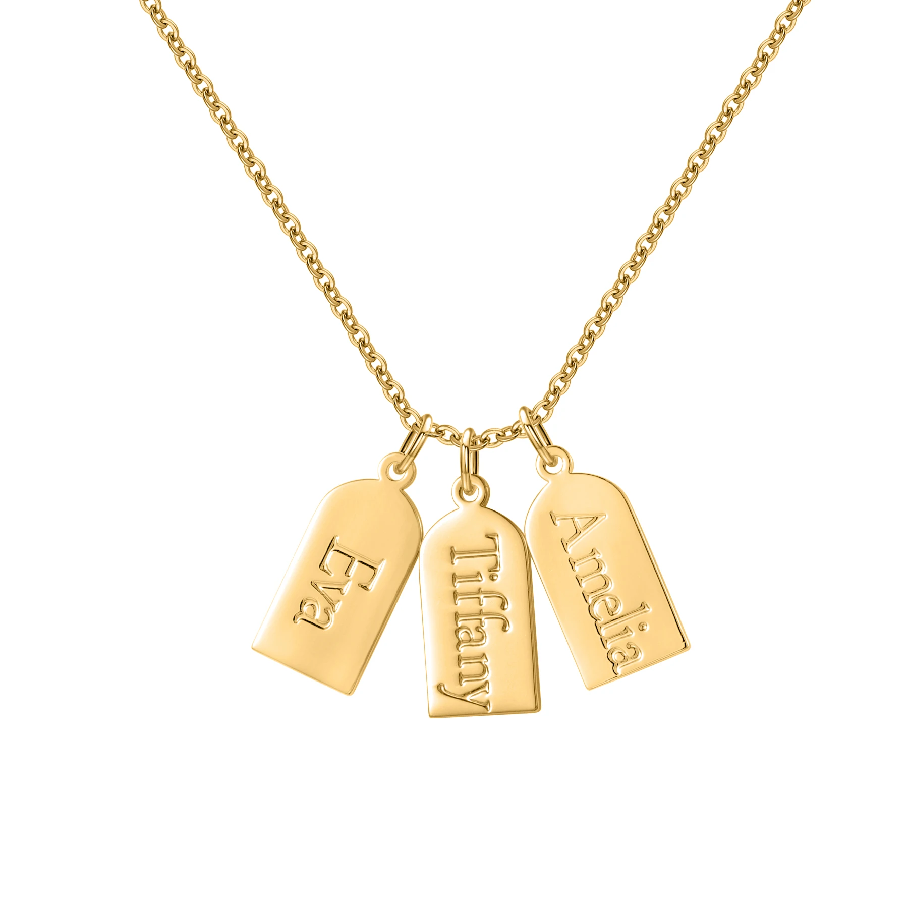 14k Gold Plate Personalized Bar Necklace Tag Charm Name Necklace Custom Engraved Mama Children Name Pendant Christmas 2025 Gift