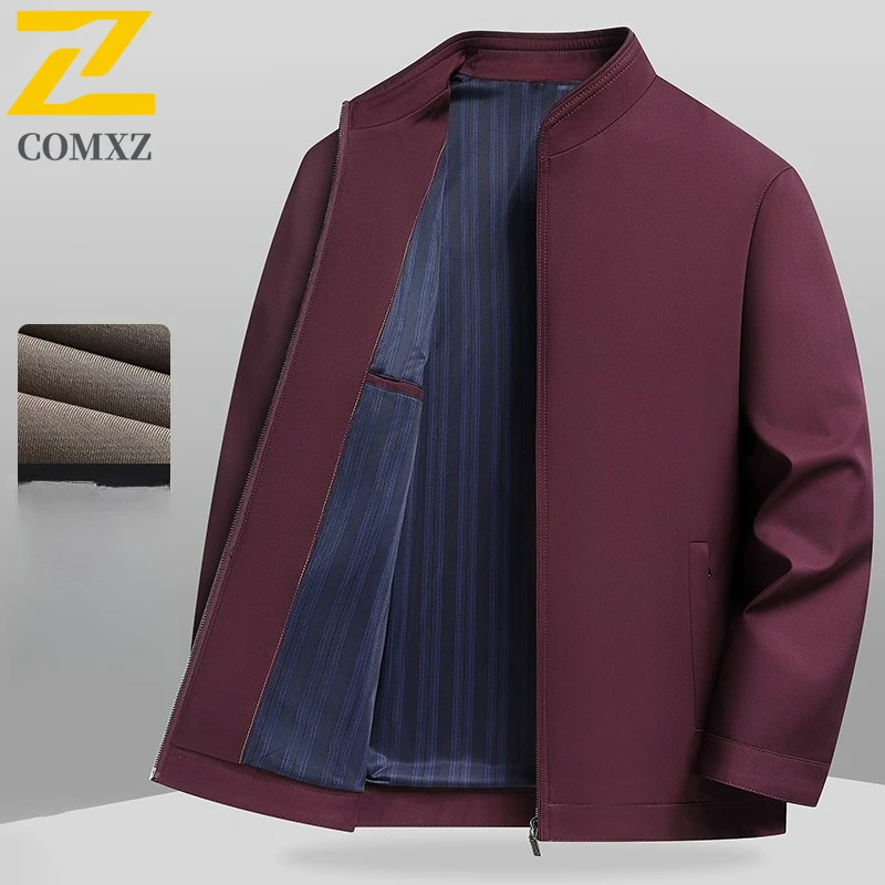 

COMXZ New Luxury Mens Jacket Premium Outdoor Windproof Work Coat Classic Stand Collar Comfortable Stylish Spring Autumn Wear