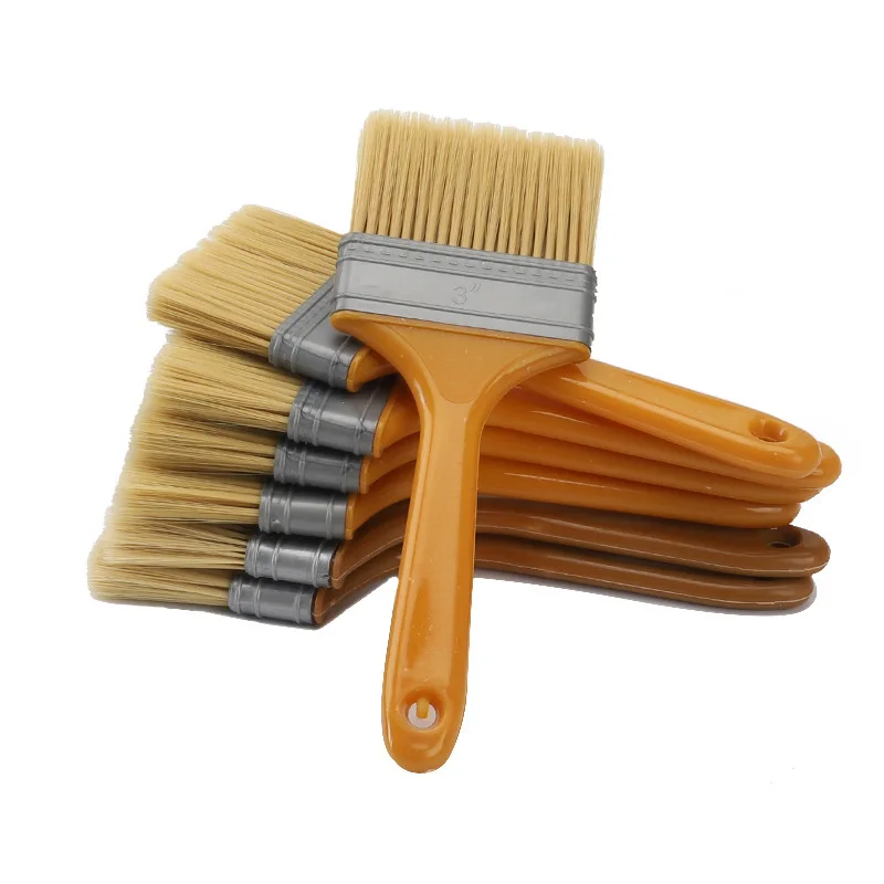 Plastic Handle Bristle Paint Brush, Yellow Rubber Handle Bristle Brush, Fully Plastic Sanded Brush