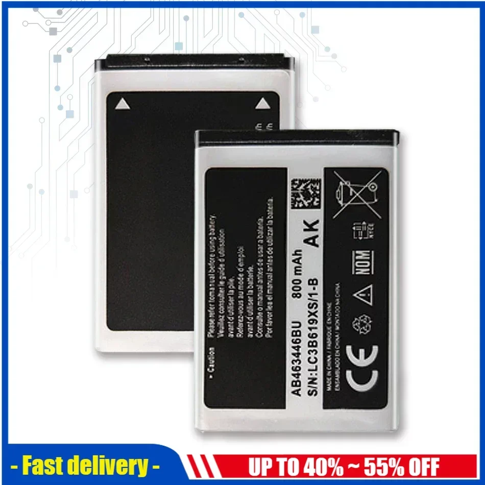 Battery For Samsung GT-C3010/C3011/C3520/E1080/E1150/E1272/SGH-E250/E900/M620/X160/X200/X210 (AB463446BU/AB553446BU/AB043446BE)