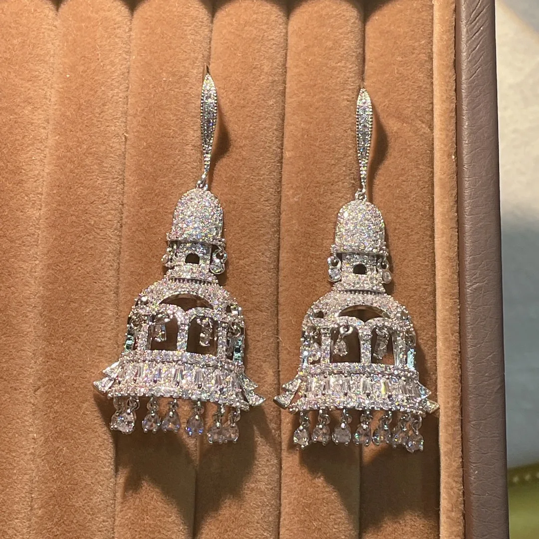 

HIBRIDE Micro Pave Cubic Zirconia Stone Water Drop Earrings Luxury Geometric Wedding Party Earrings for Women Bridal Gift E-1062