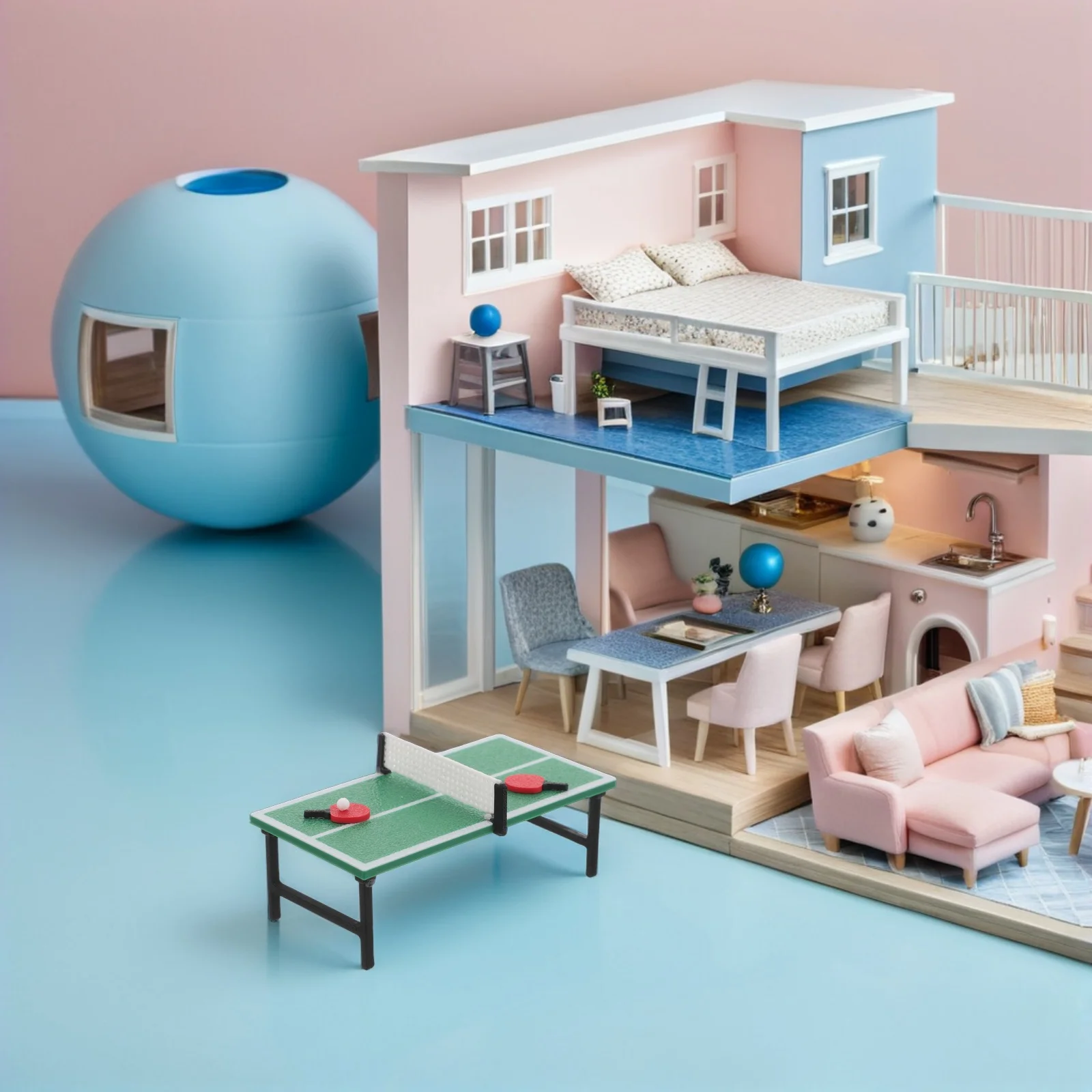 

Масштаб 1:12, настольный теннисный корт, маленький складной мини-понг, настольный спортивный игровой набор, домашний офис, отдых в помещении