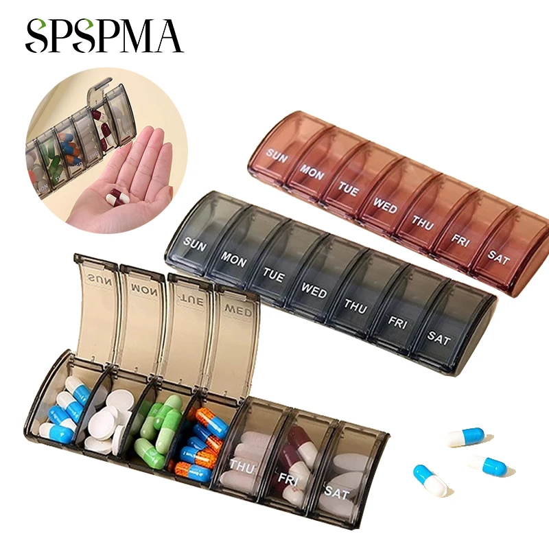 1PCS Pill Organizer-Pill Boxes for Travel, 7 Day with Braille Pill case Vitamins Fish Oil Supplements, Organizer Dispenser