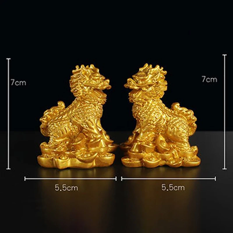 1 Para Chińskich Miedzianych Figur Feng Shui Kylin Chi-lin Qilin Bóstwo Bestia do Dekoracji Domu