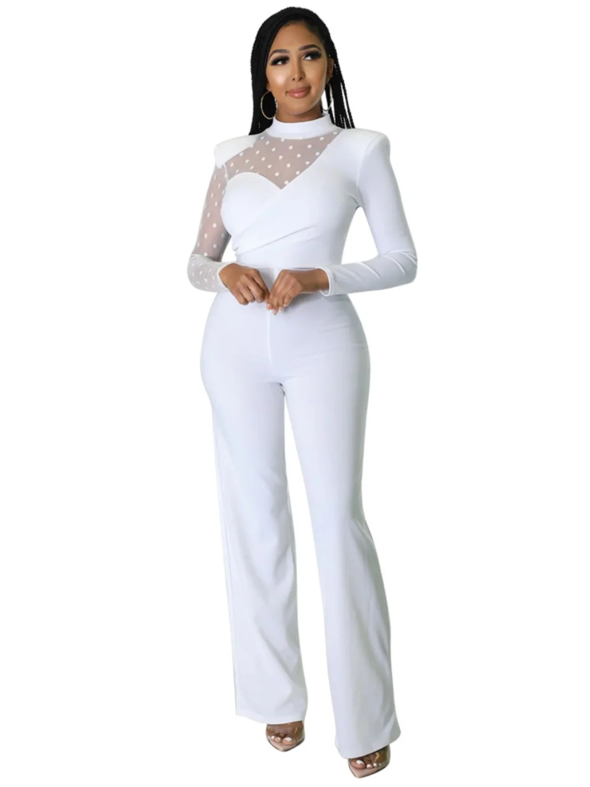 จั๊มสูทลำลองผู้หญิงแบบแพทช์เวิร์ค กางเกงขายาวทรงตรงเอวสูง ดีไซน์เรียบง่าย สไตล์สตรีท เหมาะสำหรับฤดูใบไม้ร่วง