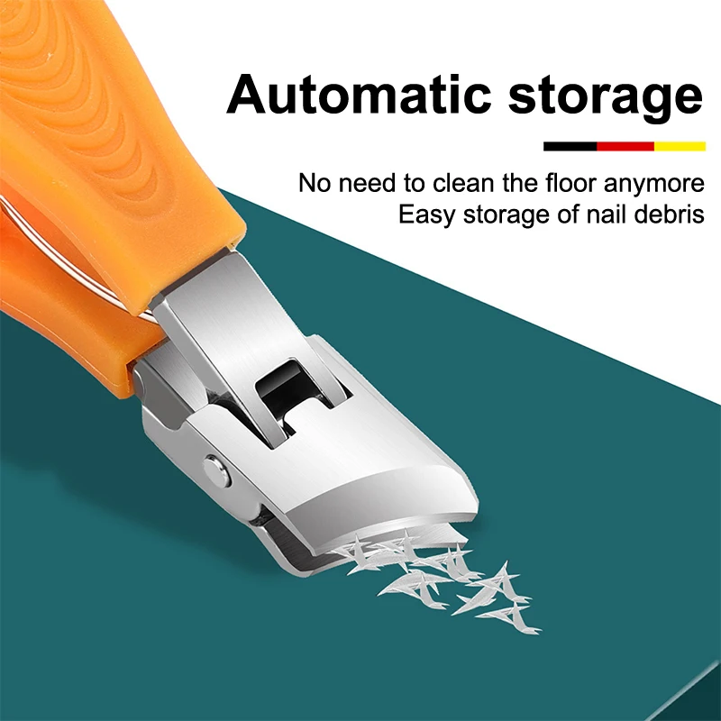 💖 大きな開口部の爪切り 厚くて硬い斜め爪切り ステンレス鋼のマニキュアツール 足の爪切り トリマー 飛沫防止