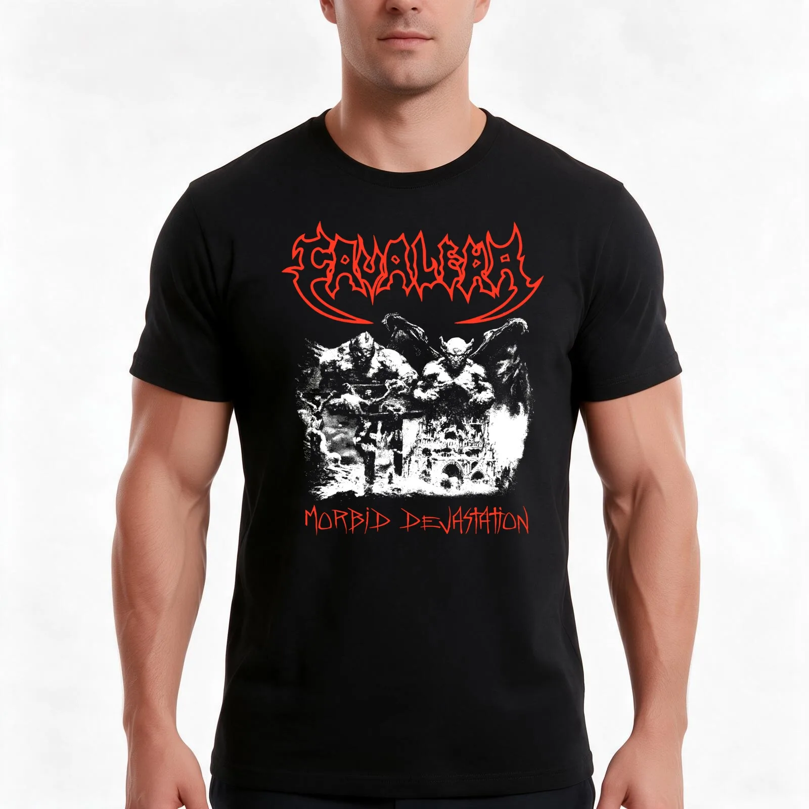 CAVALERA MORBID DEVASTATION T-Shirt, Summer Casual Cotton Tee, Oversized Streetwear Tops, Vintage Graphic Print, 100% Cotton