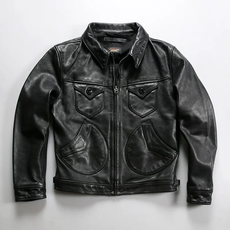 

The motorcycle lapel leather is worth rubbing for man in cowhide