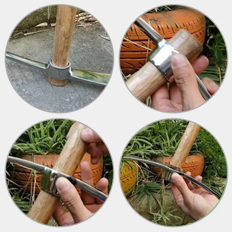 Stainless Steel Pickaxe With Wooden Handles Outdoor Camping Gardening Mattock Multifunctional Pick Axe