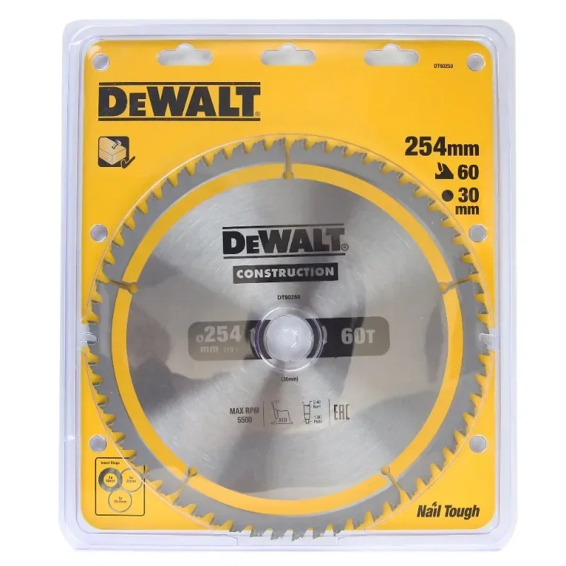 Imagem -02 - Dewalt Construção Circular Saw Blade Acessórios para Ferramentas Elétricas Dt90272 Dt90250 254 mm 60t 80t Dt90272-a9 Dt90250-a9