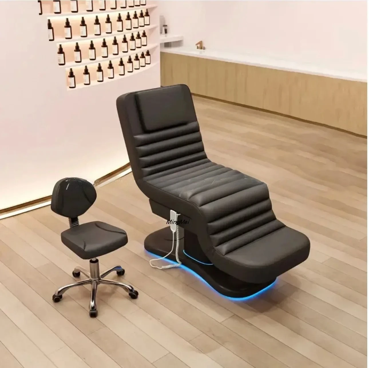سرير تجميل كهربائي لصالونات التجميل، سرير تدليك متعدد الوظائف لرفع الوشم والتطريز مع LED