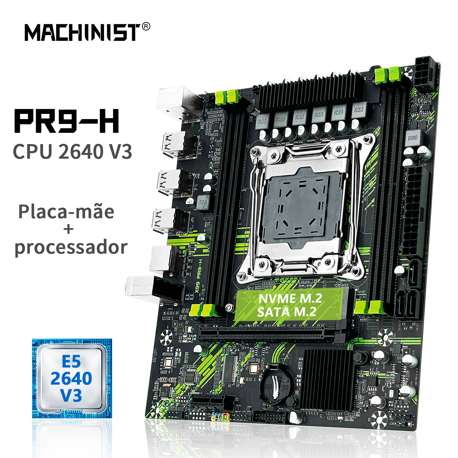 

MACHINIST X99 PR9-H Motherboard Combo LGA 2011-3 Kit Intel Xeon E5 2640 V3 CPU Support DDR4 ECC Desktop Memory NVME M.2 SATA 3.0