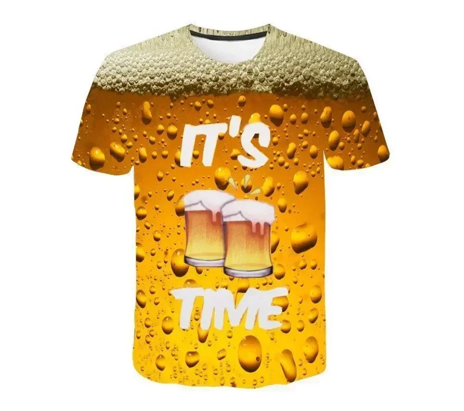 New Comfortable  Man's T-Shirt Its Beer Time 3D  Prints Hipster  Tshirts  Summer Funny  Personalized Top Wholesale Discount