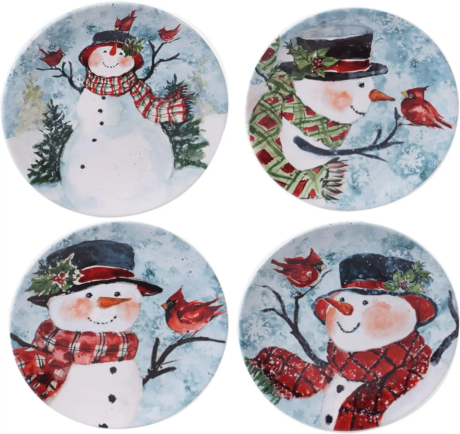 

Watercolor Snowman Dinnerware,Dishware, Red Medium