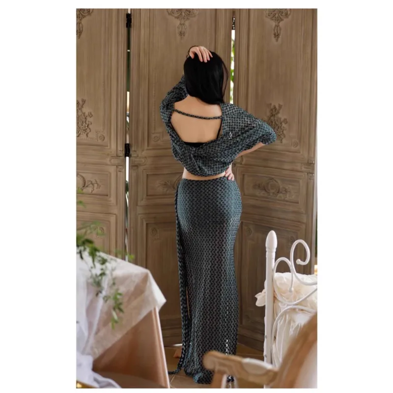 맞춤형 밸리 댄서 의상 오리엔탈 댄스 연습 복장 나비 슬리브 탑 엉덩이 포옹 스커트 섹시