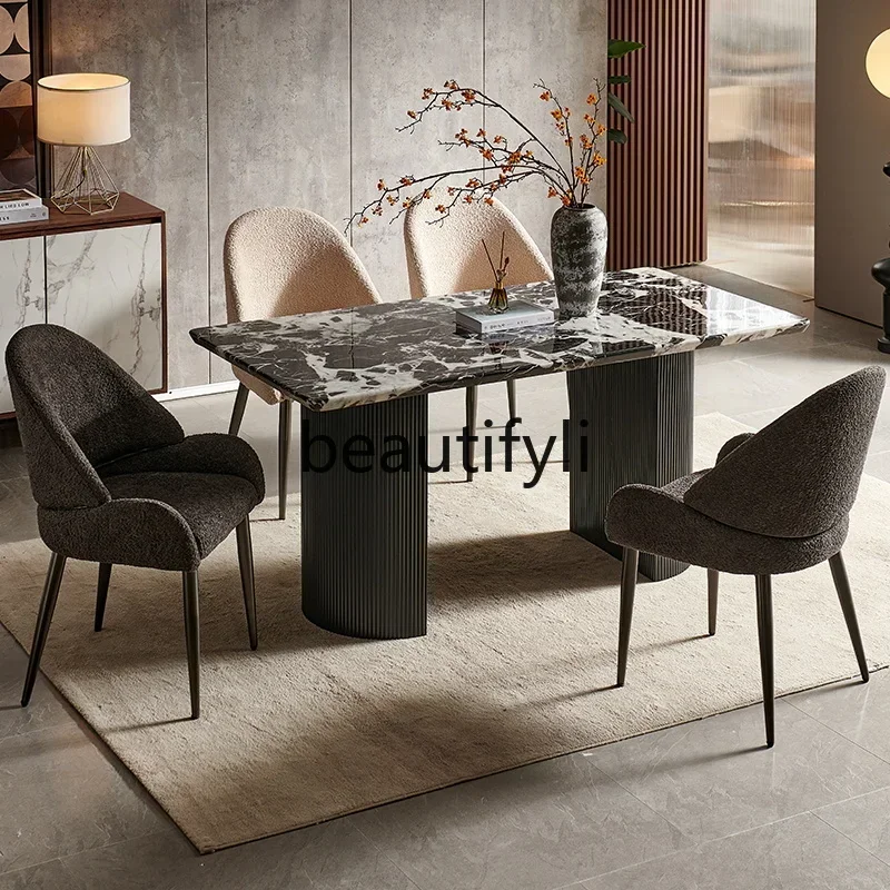 N178 G Marble dining table Italian minimalist, light luxury dining table, rectangular dining table and chair combination