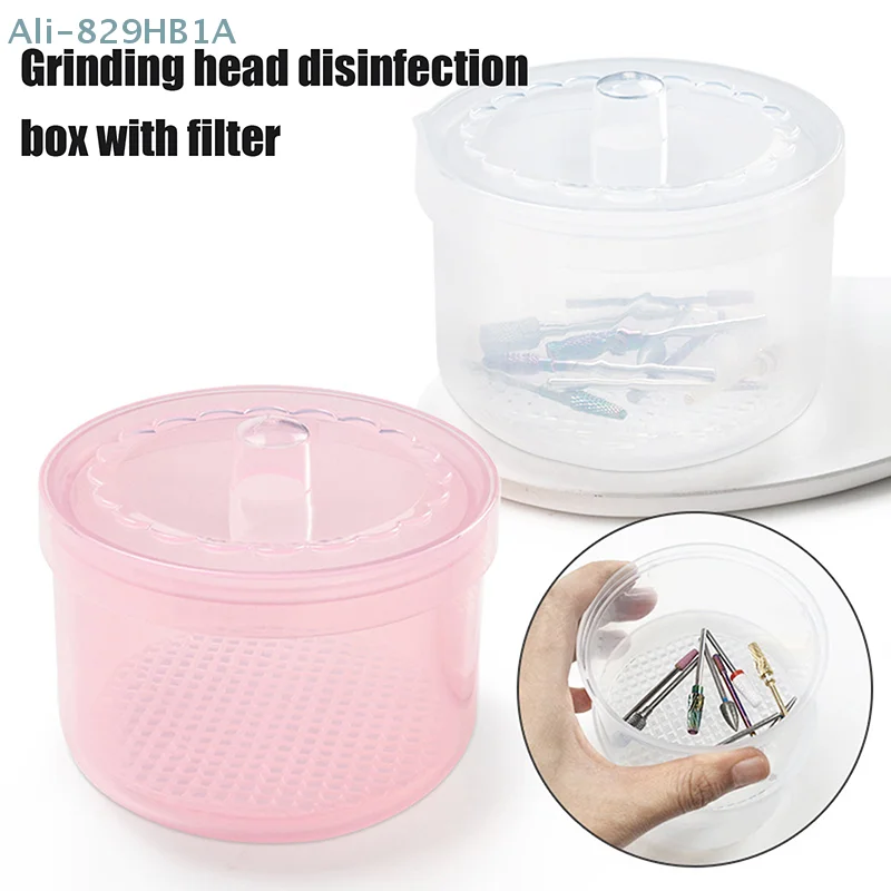 Nail Art Drill Bits Grinding Head Sterilizer Disinfection Box Nail Tool Cleaning Box Manicure Storage Case Clipper Accessories