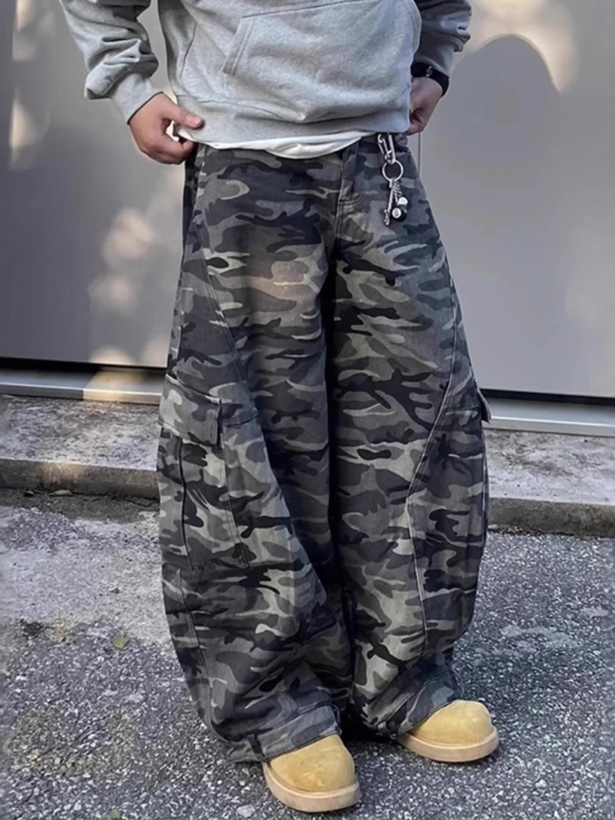American High Street Camouflage Work Pants Loose Wide Leg Straight Cut Casual Trousers Unisex Vintage Loose Knife Pants