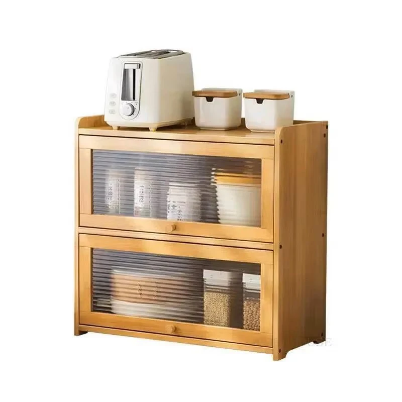Kitchen Desktop Sideboard Table Japanese Bamboo Kitchen Cabinets Home Furniture Tableware Storage Cabinet With Door Dust-proof