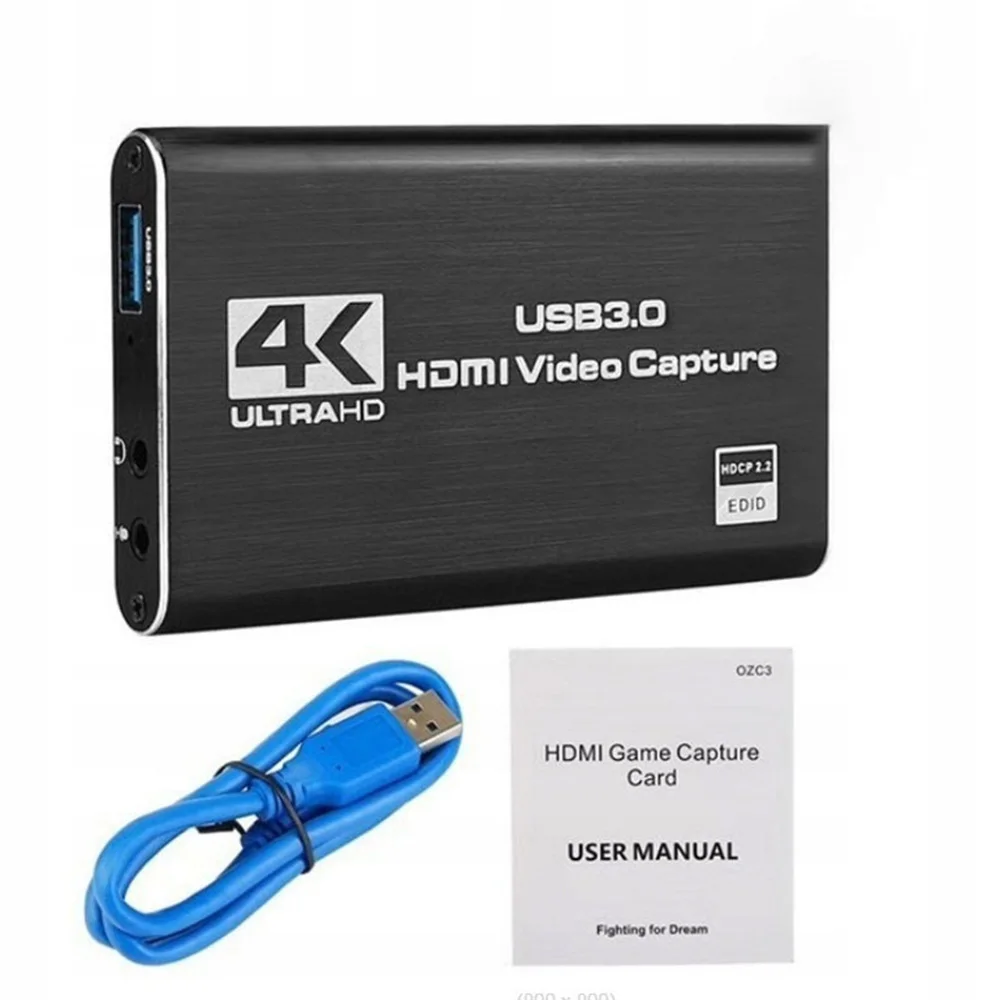 4K HDMI-kompatible Videoaufnahmekarte mit USB 3.0 und Loop-Out für PS5, PC, Gaming, Live-Streaming, Kameraübertragung, OBS