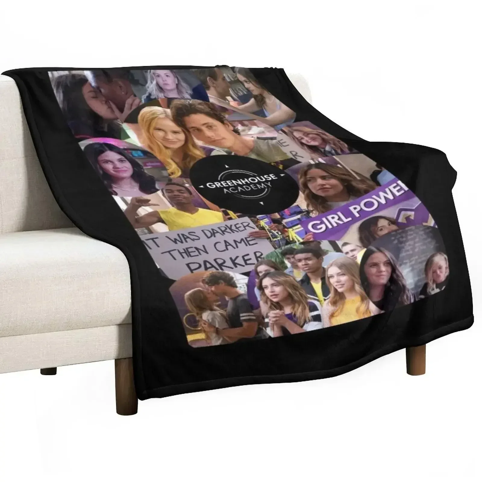 Greenhouse Academy Collage Throw Blanket Bed Fashionable Thermal Flannel Fabric Blankets