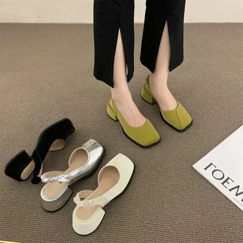 Женские сандалии Summer New Fashion Baotou Sandals Square Heel Thick Sole High Heels Outdoor Casual Women\'s Sandals Женщины