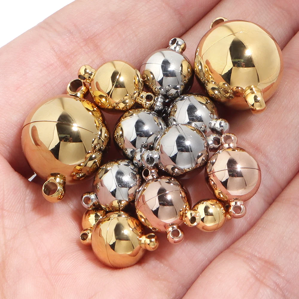 2 attaches magnétiques en acier inoxydable en forme de boule, connecteurs de fin de chaîne pour la fabrication de bijoux DIY, bracelets et colliers