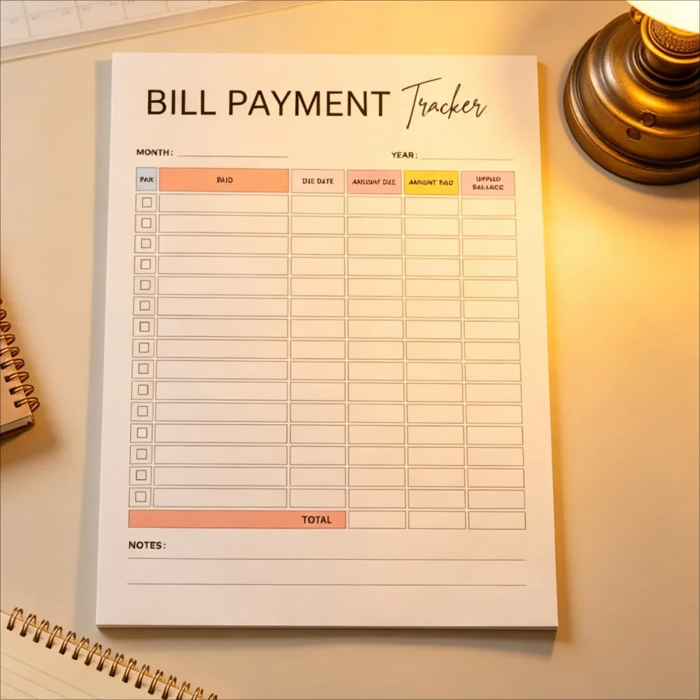 Bill Payment Tracker Notebook, Monthly Expense Log Book, 50 Pages Budget Planner for Household Financial Management