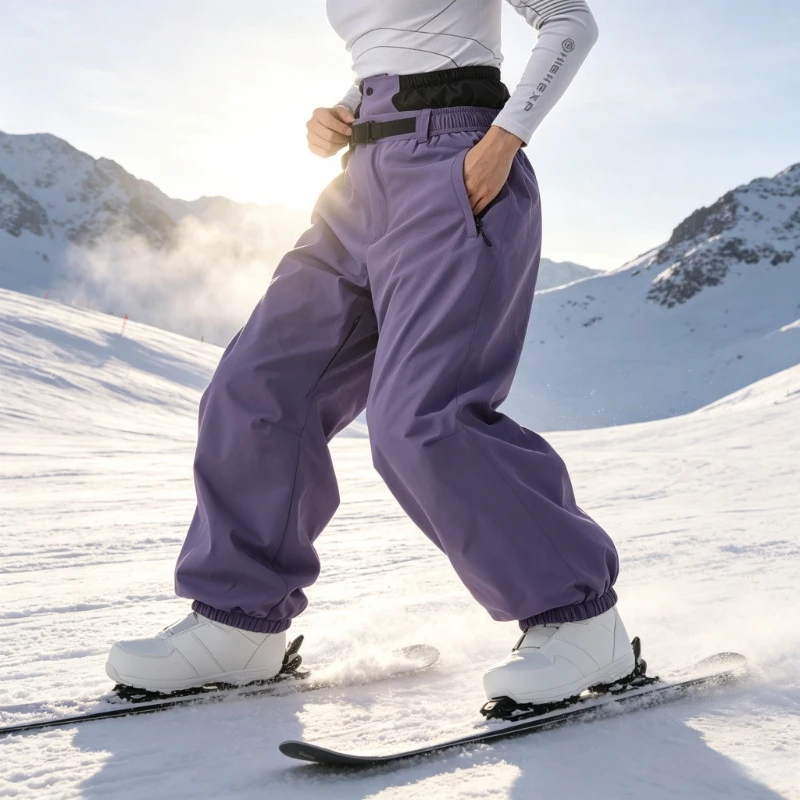 Women Outdoor Breathable Warm Skiing Pants Men Loose Single Board Casual Sport Skiing Clothes Windproof Waterproof Snow Pants