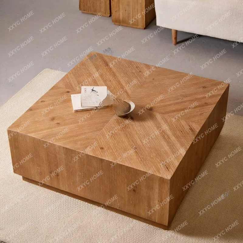 Solid wood square small tea table living room sofa front B & B home low table  retro style