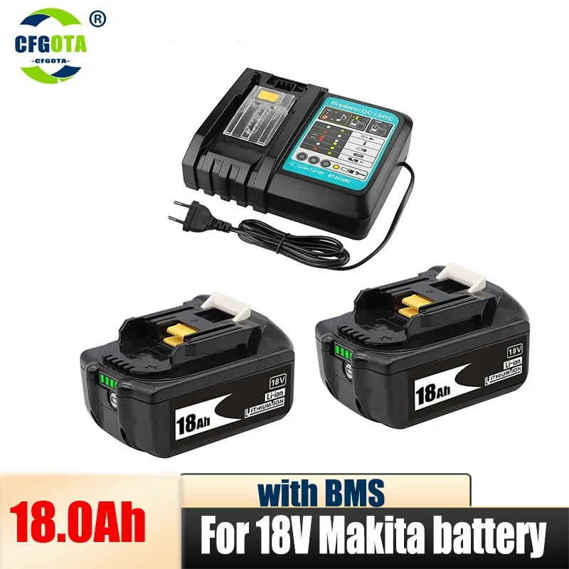 

18V 18.0Ah Rechargeable Lilon Battery Replacement Power Tool Battery for MAKITA BL1860 BL1830+3A Charger