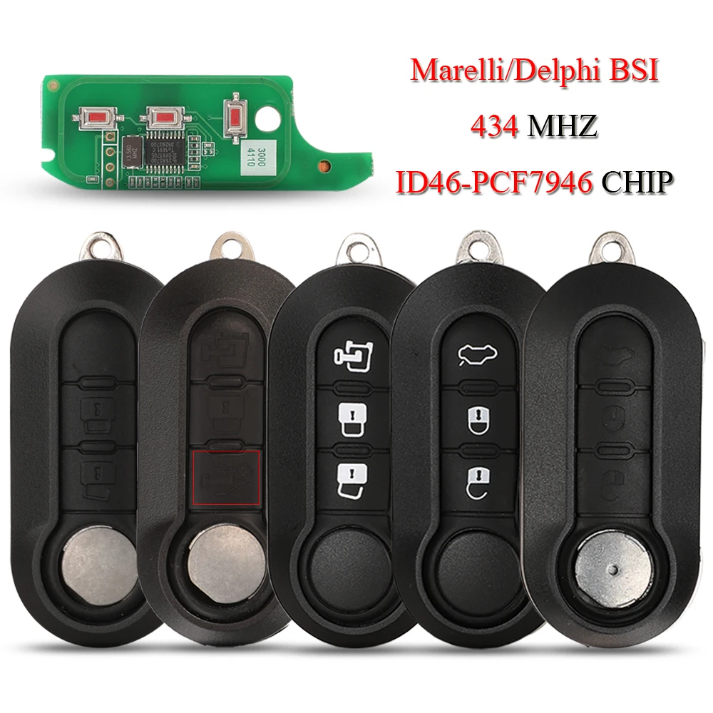 jingyuqin 10PCS/Lot Remote Smart Car Key For Citroen Jumper Peugeot Boxer Fiat Doblo Lancia 434Mhz ID46 Chip Marelli/Delphi BSI