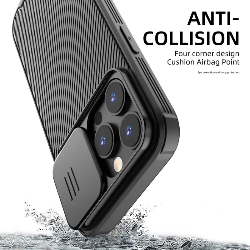 Funda magnética para iPhone 17 16 16e 15 14 13 12 11 Pro Max con protección de lente con ventana deslizante 3