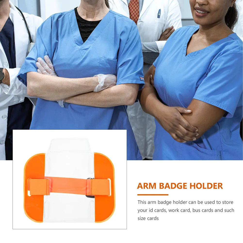 3Pcs Elastic Arm Badge Holder Clear Material Nylon PVC Secure Cards Holder for Workers Security Personnel Airport