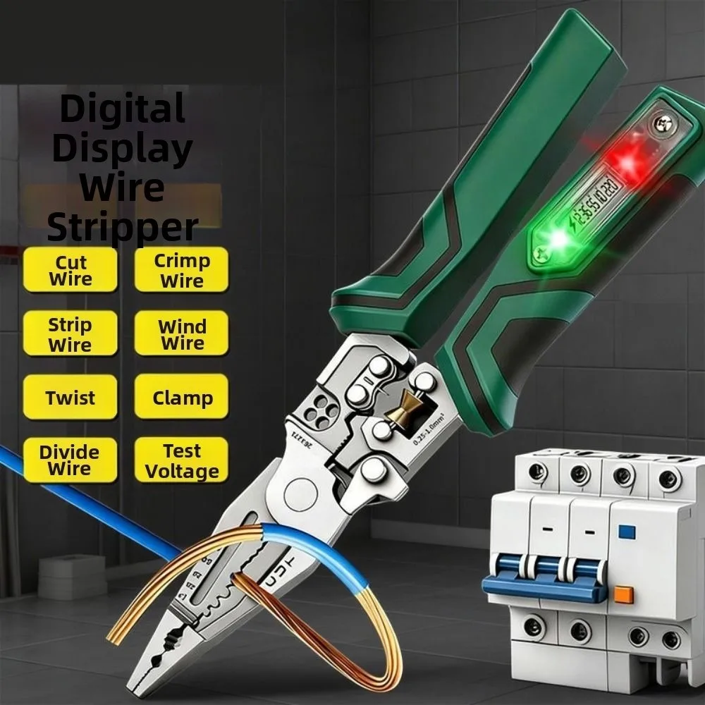 Multifunctional Wire Stripping Pliers Peeling And Crimping Cables Crimping Wire Stripper Non-slip Handle Digital Display