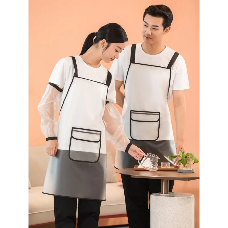 Transparent Apron Dining Restaurant Kitchen Cooking Hotel Kitchen Waterproof Oil-Proof TPU Female Universal Work Overclothes