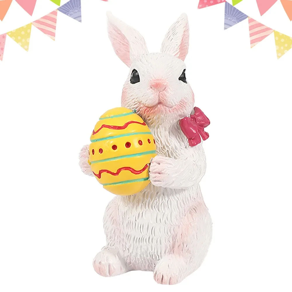 Ornement de lapin de Pâques en résine, style dessin animé, apparence mignonne, sculpture de lapin en résine, artisanat DIY, design debout
