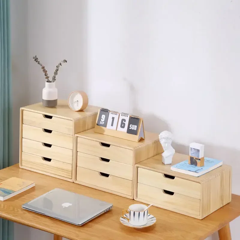 Advanced  Solid Wood Desktop Storage Drawer Multi-layer Cabinet Office  Nordic Style Functional Office Organizer