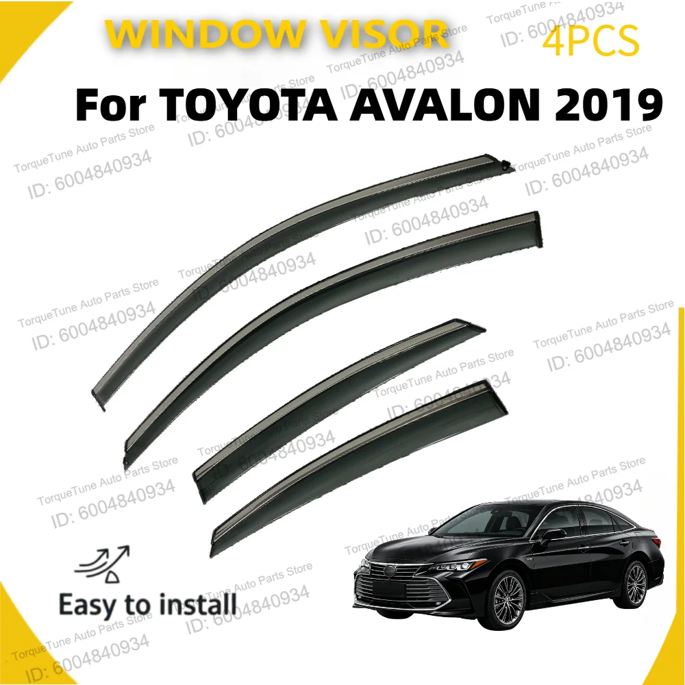 Premium Injection Window Visor Wind Deflector For TOYOTA AVALON 2019 Side Rain Guard Sun Shield Stainless Steel Auto Trim