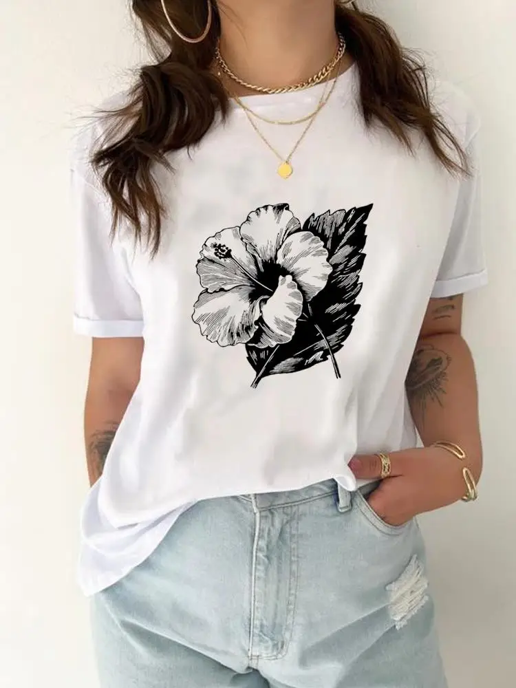 Camiseta de manga corta con estampado de plumas y acuarela para mujer, ropa informal a la moda, Camiseta estampada de verano