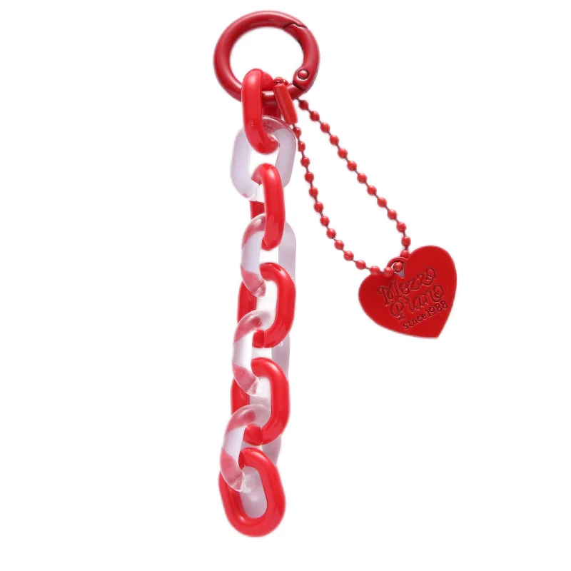 Colors Acrylic Plastic Link Chain Keychain Creative Heart Key Ring For Women Bag Charm Crafts Keychains DIY Handmade Accessories