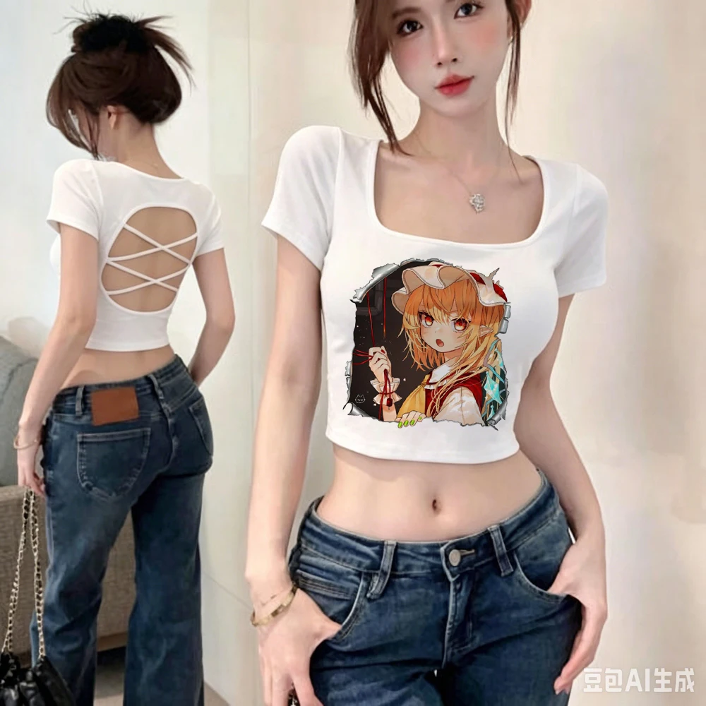 Touhou cropped top female meme jojifuku summer anime graphic t shirt manga graphic summer