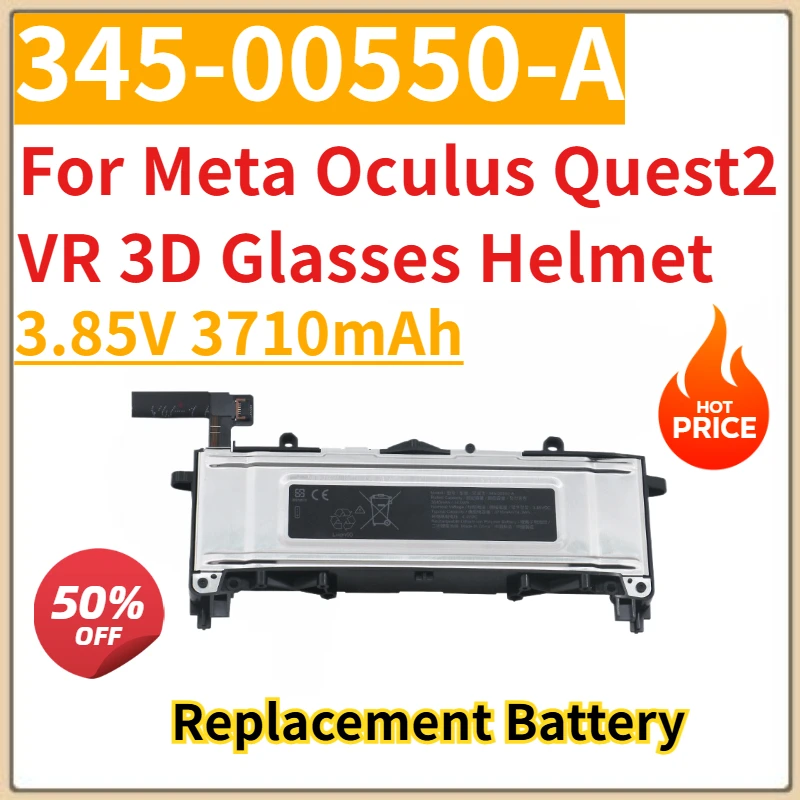 

New Replacement Battery 3.85V 3710mAh 345-00550-A for Meta Oculus Quest2 VR 3D Glasses Helmet