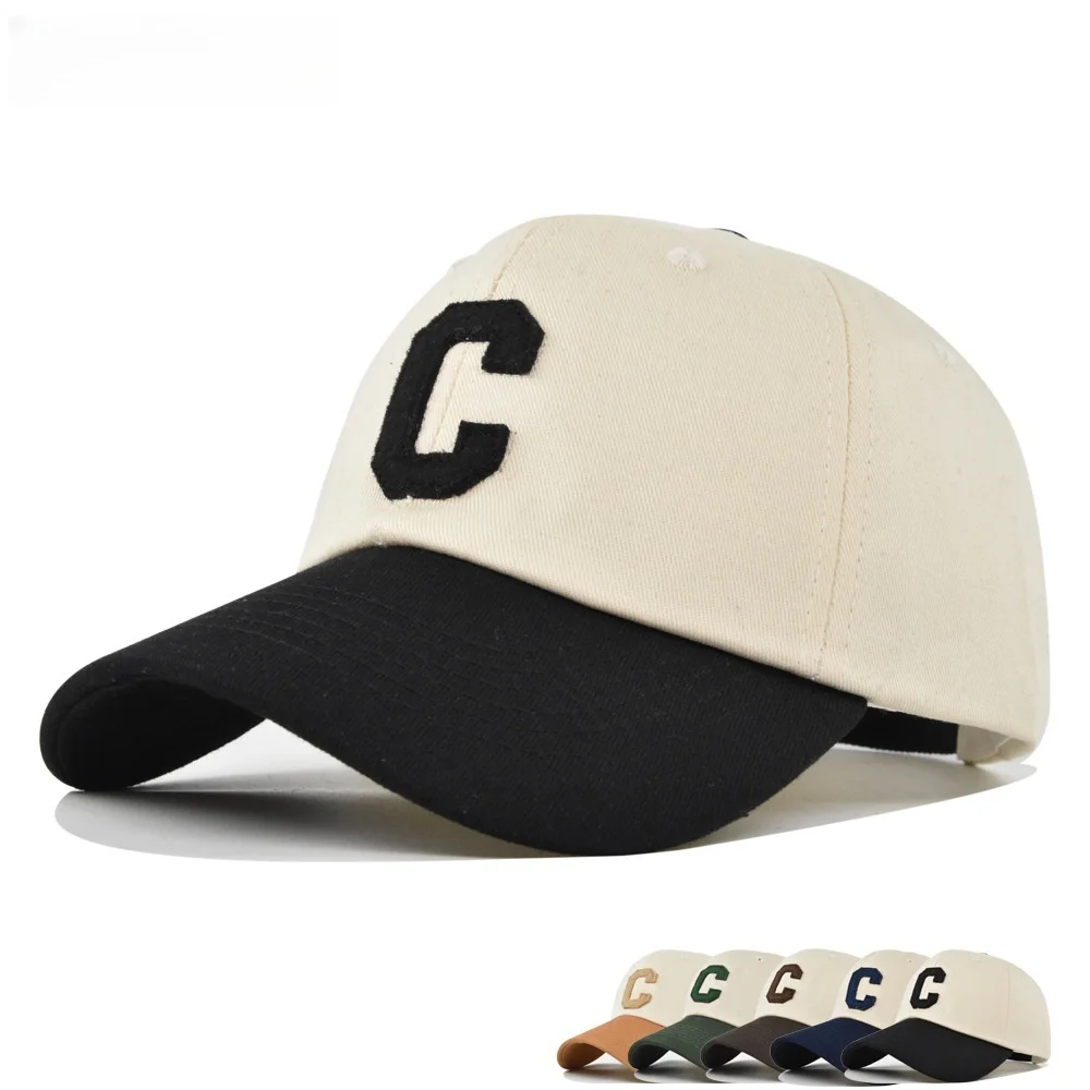 Neue Baseballkappe für Damen und Herren, modischer Buchstabe C-Patch-Hut, Sommer-Sonnenblenden, Kappen, Farbblock-Design für Freizeitkleidung