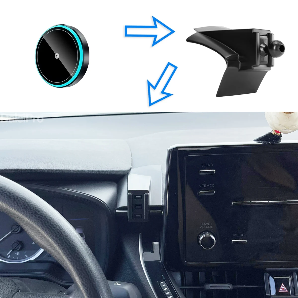 Für Toyota Corolla e210 2019 2020-2026 Auto-Handyhalterung mit kabellosem Ladegerät, automatische Klemmung, starke magnetische Halterungsbasis – Detail 2