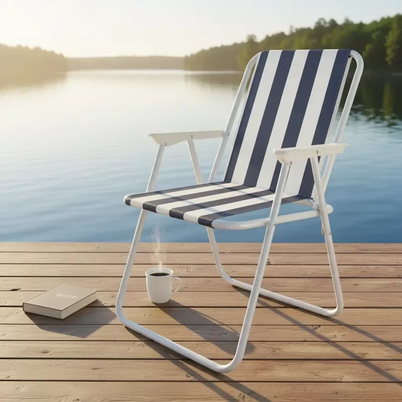 for Portable Comfortable Outdoor Reclining Camping Chair with Armrests Breathable Lightweight